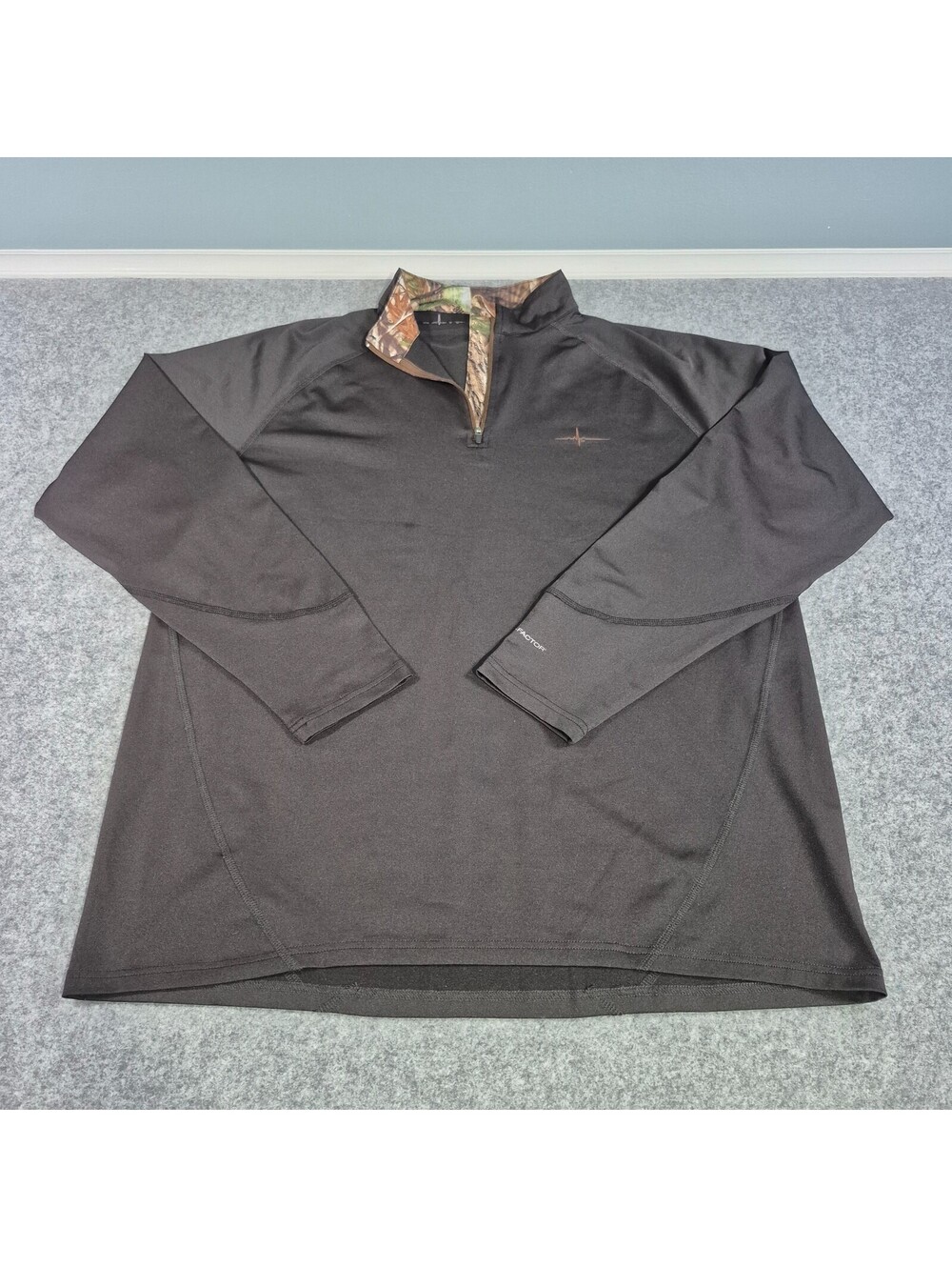 HABIT Black & Camo Scent Factor 1/4 Zip Pullover Long Sleeve Logo Lightweight